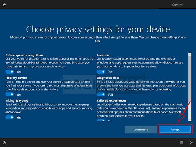Atur privasi anda di Windows 10