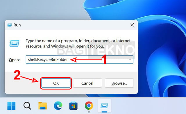 Cara buka folder Recycle Bin lewat program Run